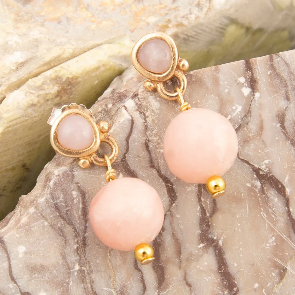 Pink Opal Golden Drop Post Earrings sold by Barse product image thumbnail 3