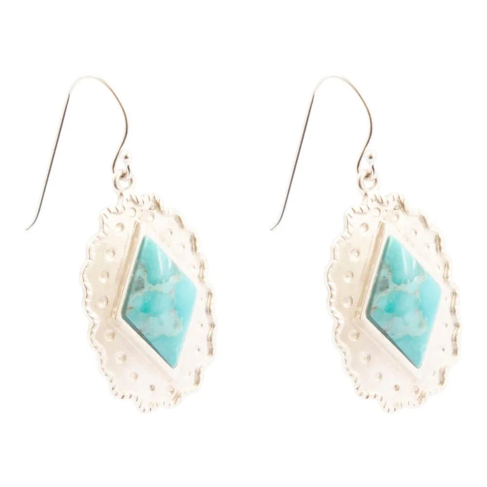 Bronco Blue Turquoise Sterling Silver Concho Drop Earrings sold by Barse product image thumbnail 4