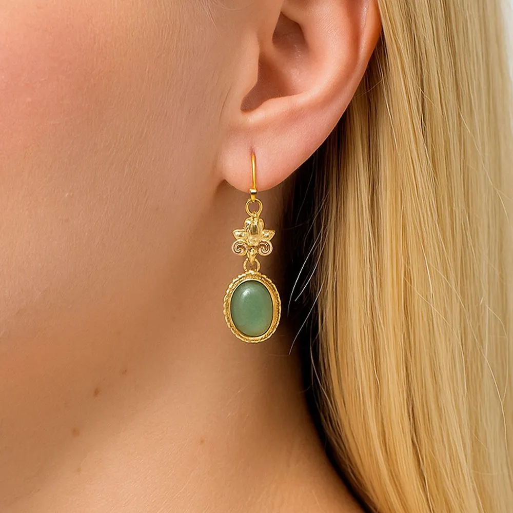 Green Aventurine Golden Lotus Drop Earrings sold by Barse product image thumbnail 2
