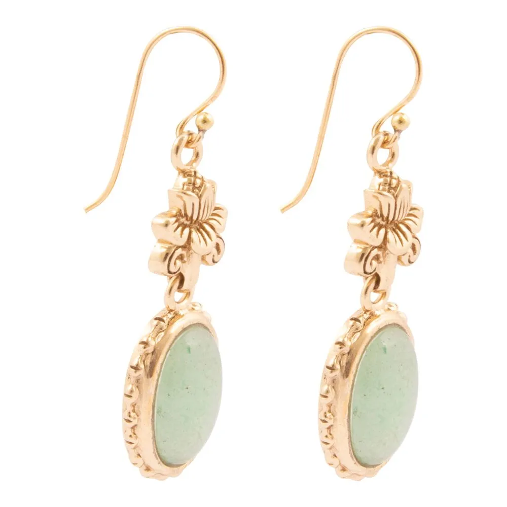 Green Aventurine Golden Lotus Drop Earrings sold by Barse product image thumbnail 4