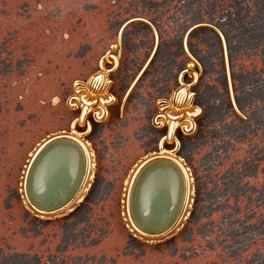 Green Aventurine Golden Lotus Drop Earrings sold by Barse product image thumbnail 3