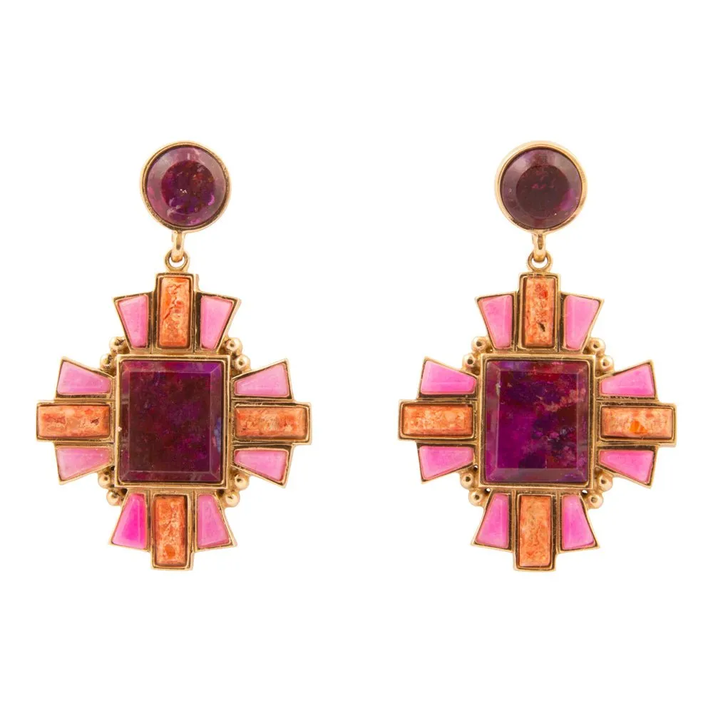 Santa Fe Purple Turquoise Golden Post Earrings sold by Barse