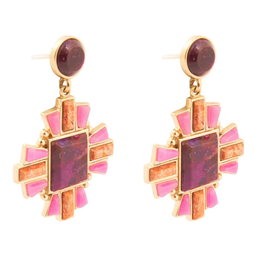 Santa Fe Purple Turquoise Golden Post Earrings sold by Barse product image thumbnail 4