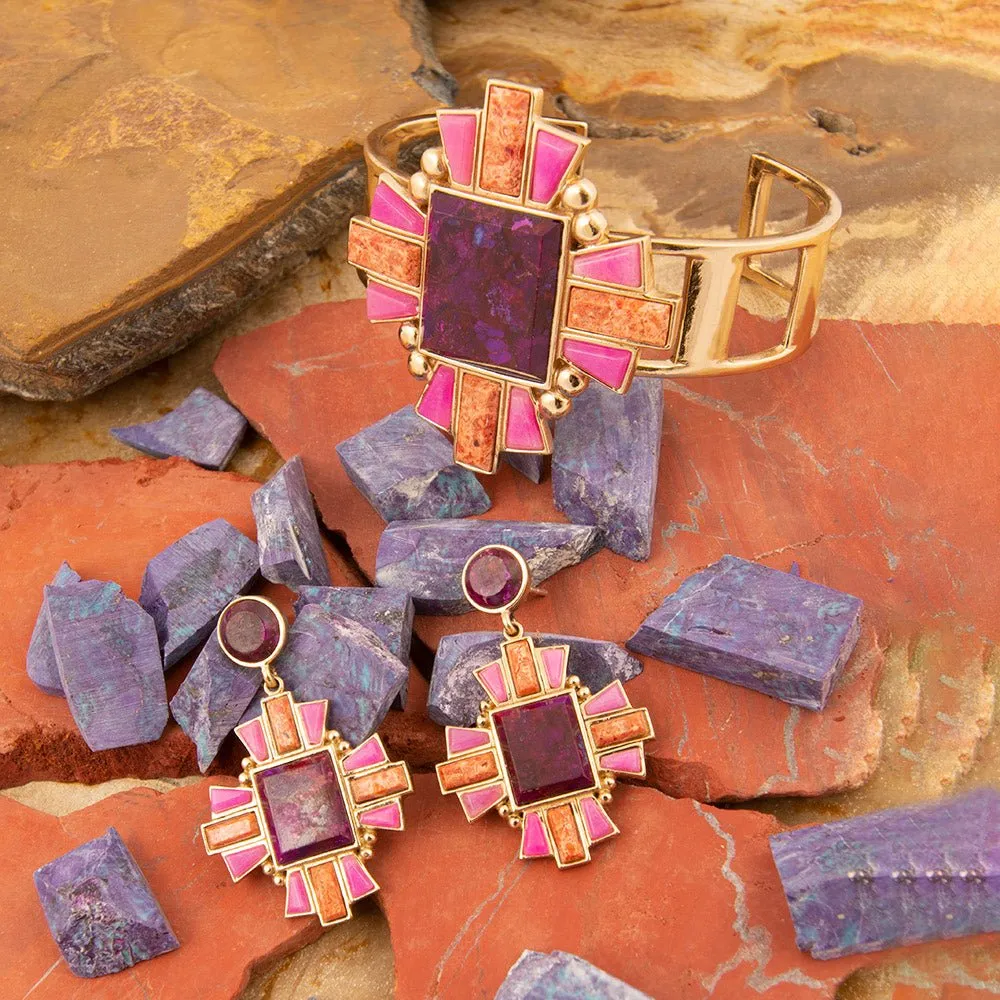 Santa Fe Purple Turquoise Golden Post Earrings sold by Barse product image thumbnail 5