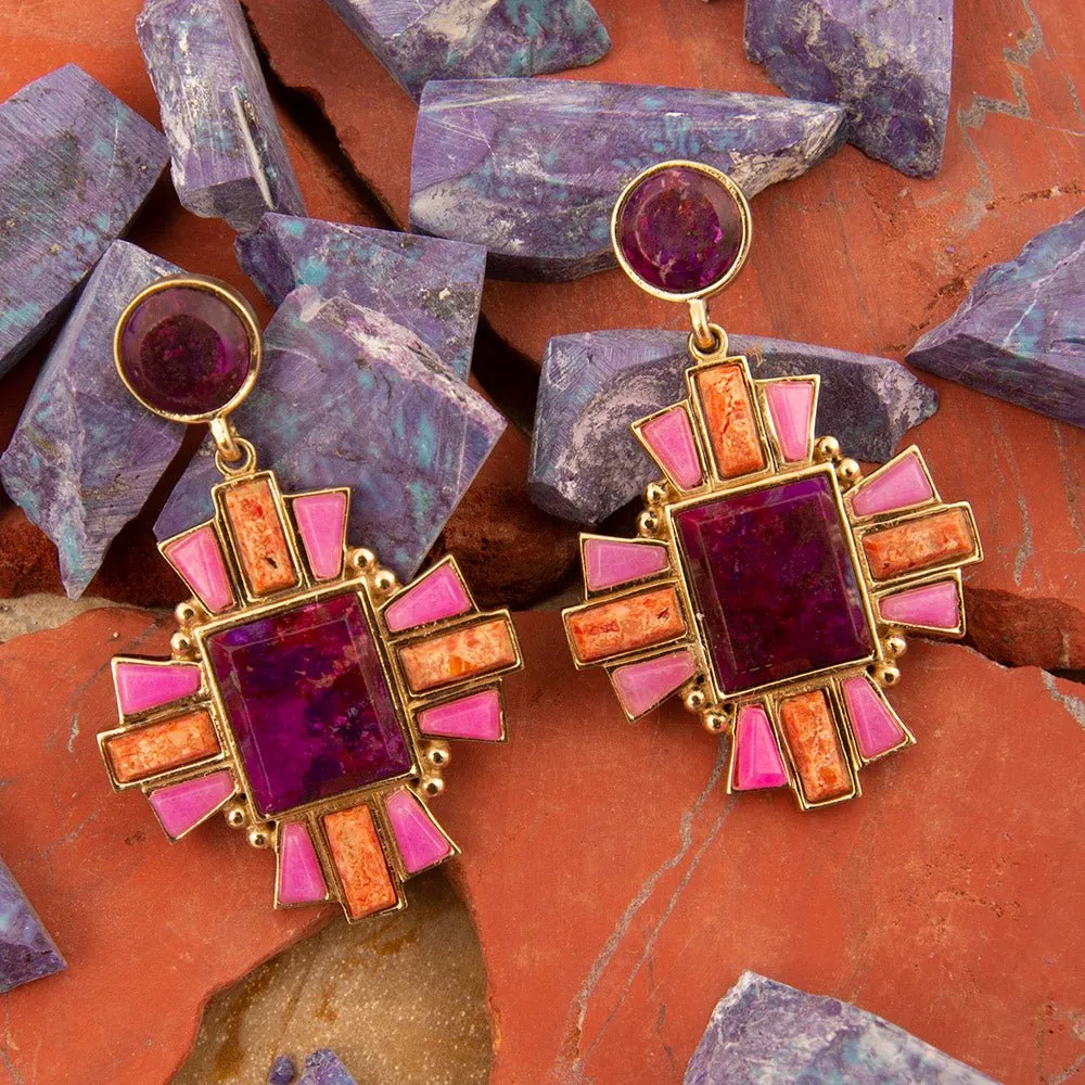 Santa Fe Purple Turquoise Golden Post Earrings sold by Barse product image thumbnail 3