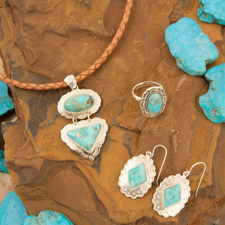 Bronco Blue Turquoise Sterling Silver Concho Ring sold by Barse product image thumbnail 5