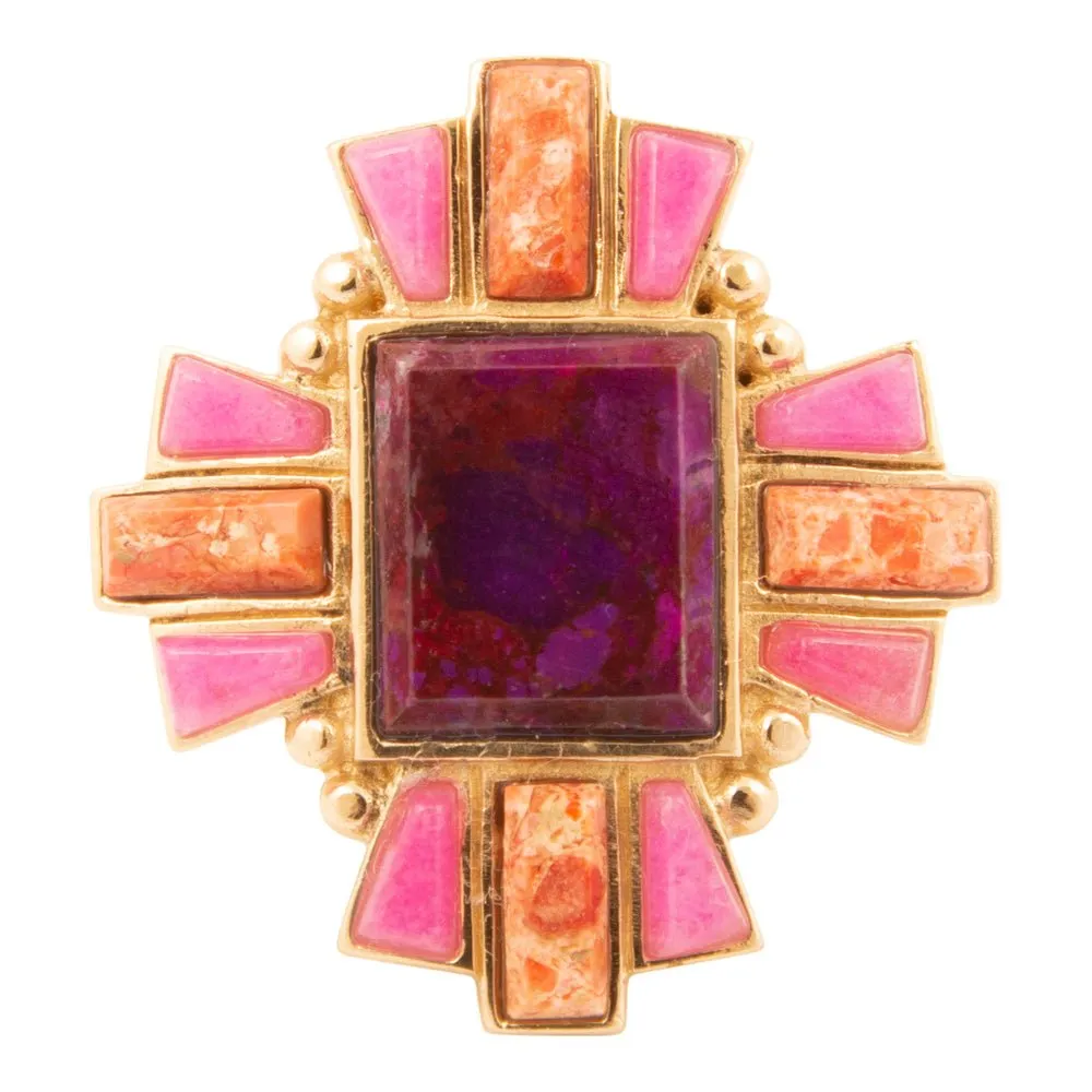 Santa Fe Purple Turquoise Golden Statement Ring sold by Barse product image thumbnail 4
