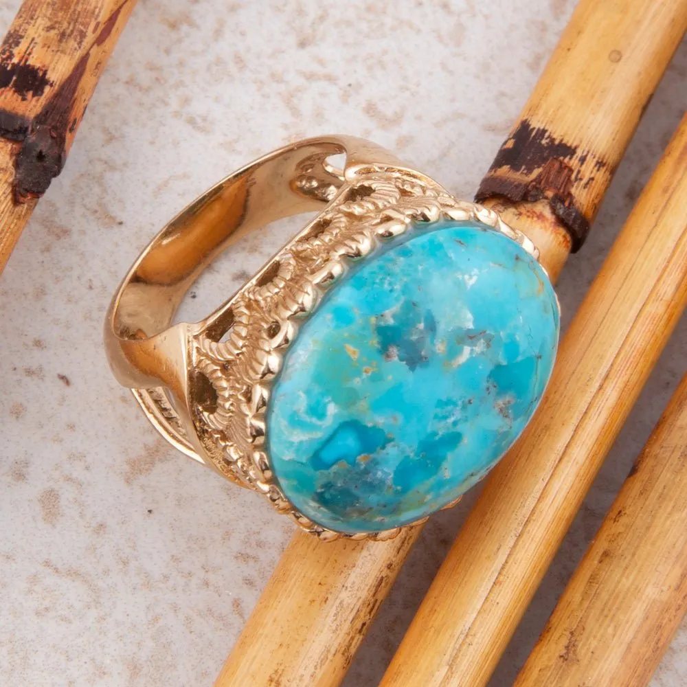 Terra Blue Turquoise Golden Statement Ring sold by Barse product image thumbnail 3