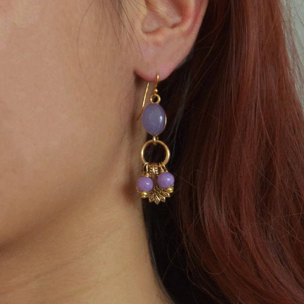 Sari Purple Quartz Golden Cluster Drop Earrings sold by Barse product image thumbnail 2