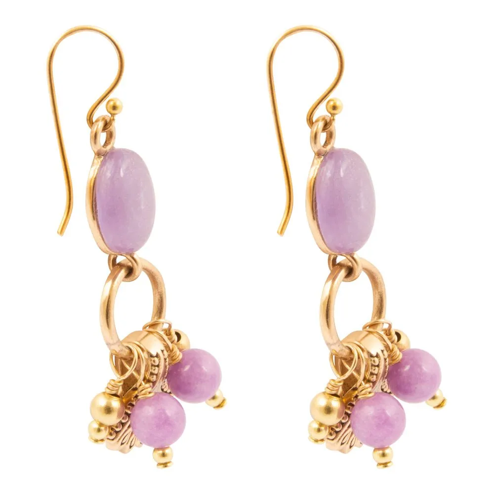 Sari Purple Quartz Golden Cluster Drop Earrings sold by Barse product image thumbnail 4
