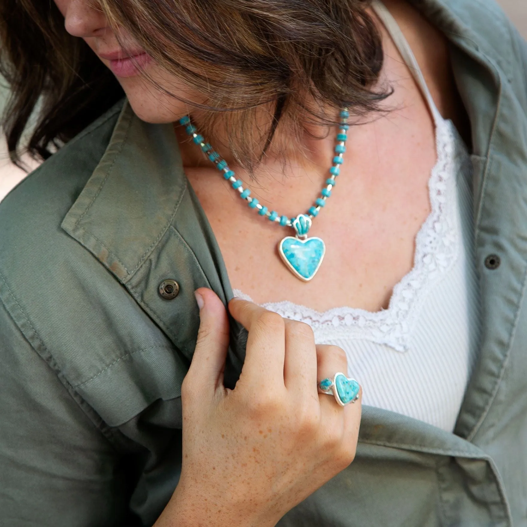 Blue Turquoise Heart Sterling Silver Statement Ring sold by Barse product image thumbnail 5