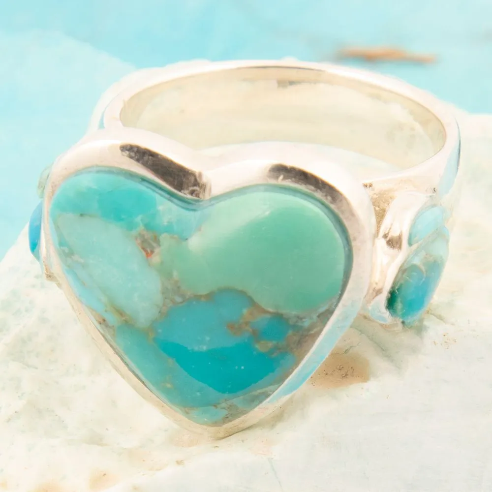 Blue Turquoise Heart Sterling Silver Statement Ring sold by Barse product image thumbnail 3