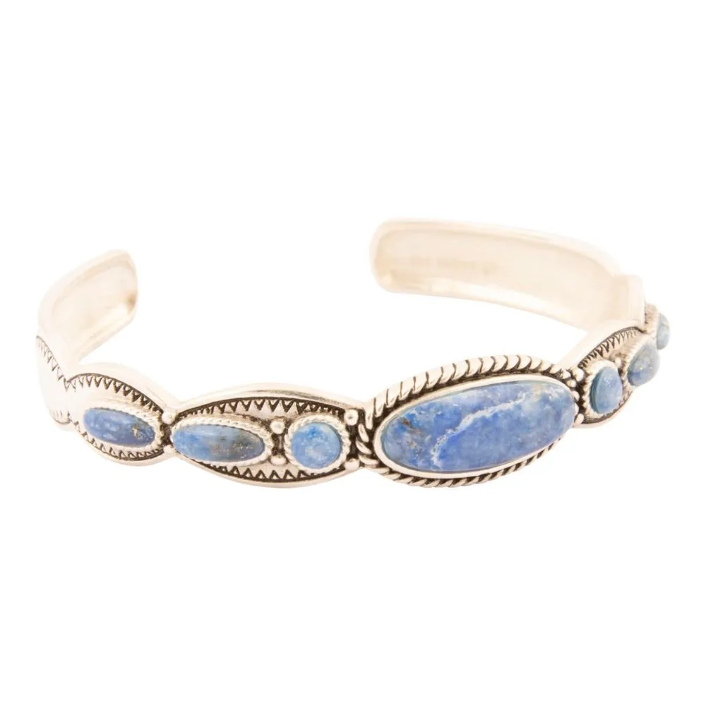 Denim Blue Lapis Sterling Silver Concho Cuff Bracelet sold by Barse