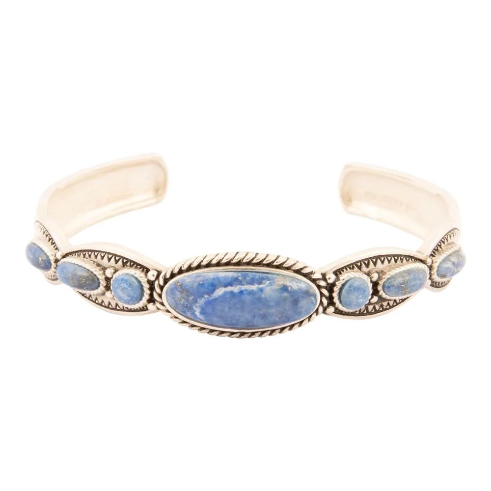 Denim Blue Lapis Sterling Silver Concho Cuff Bracelet sold by Barse product image thumbnail 4