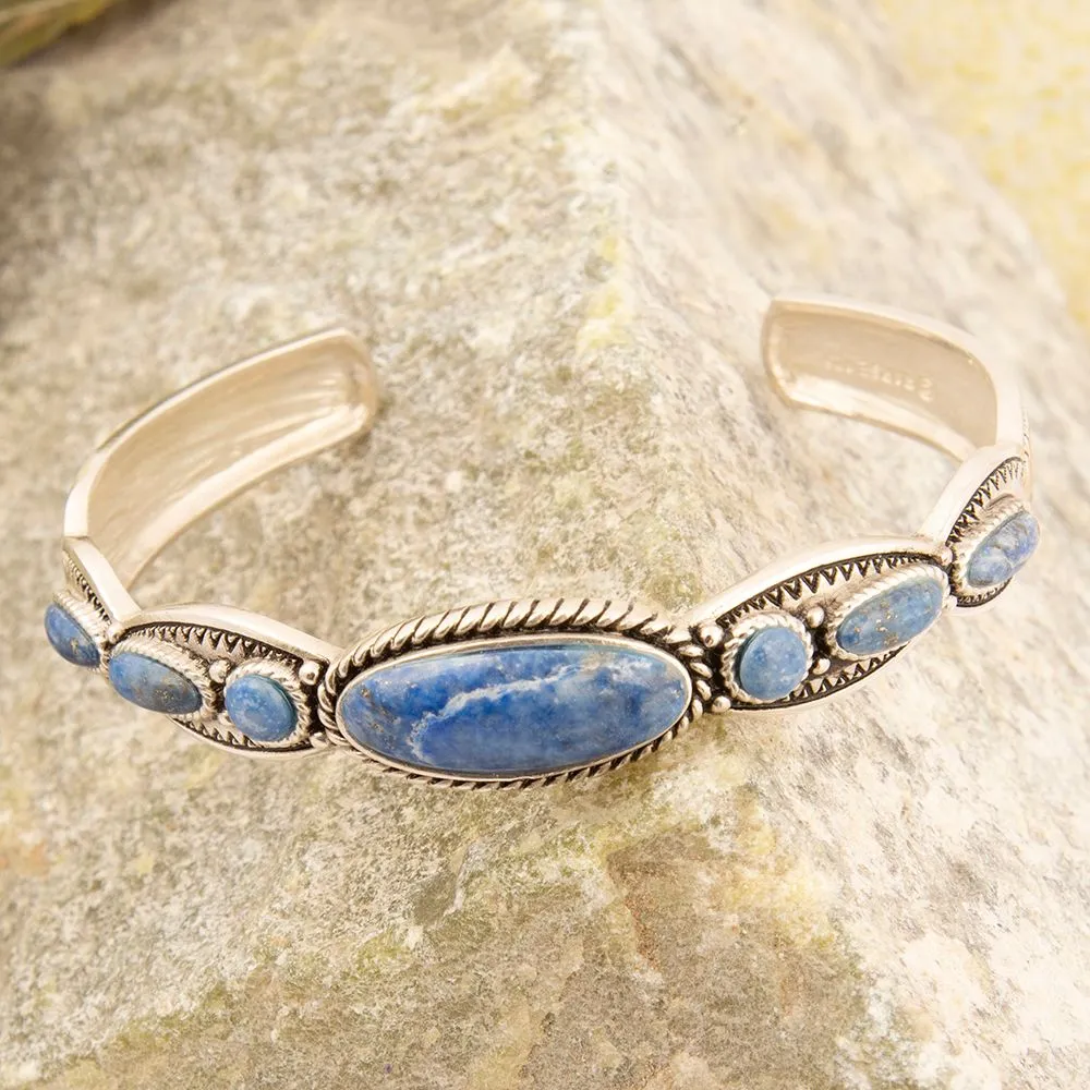 Denim Blue Lapis Sterling Silver Concho Cuff Bracelet sold by Barse product image thumbnail 3