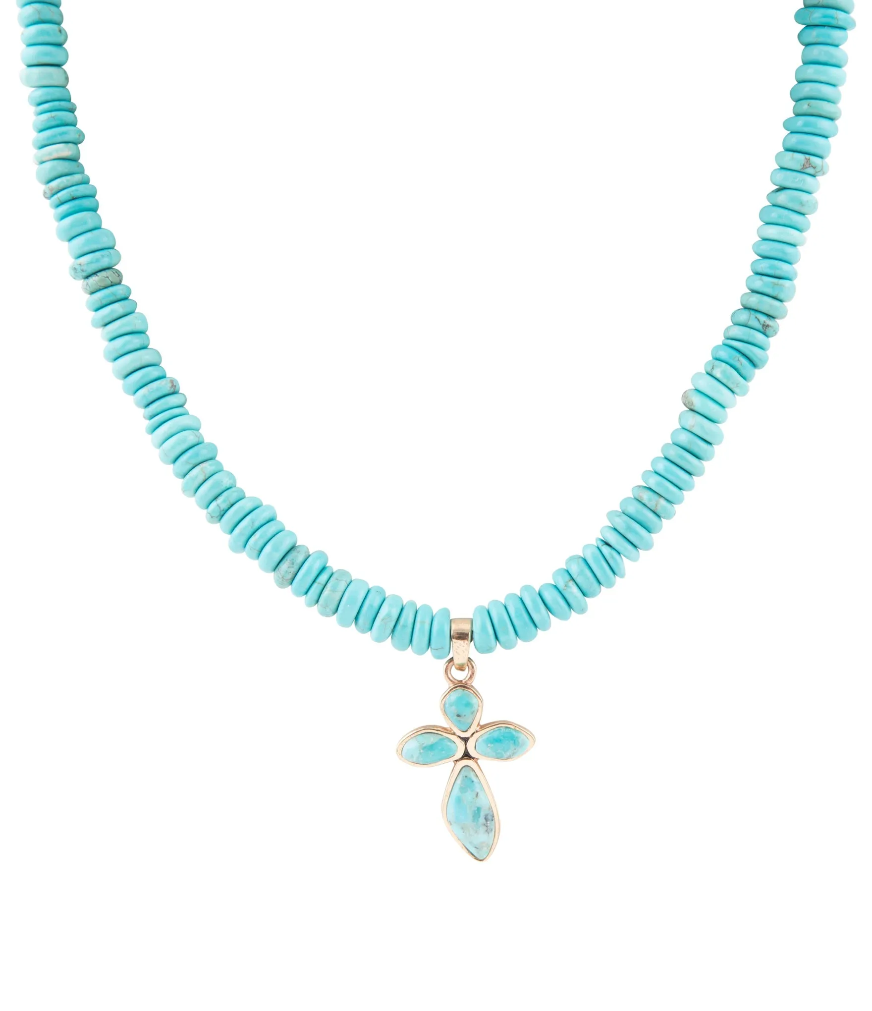 Blue Turquoise on the Cross Pendant Necklace sold by Barse