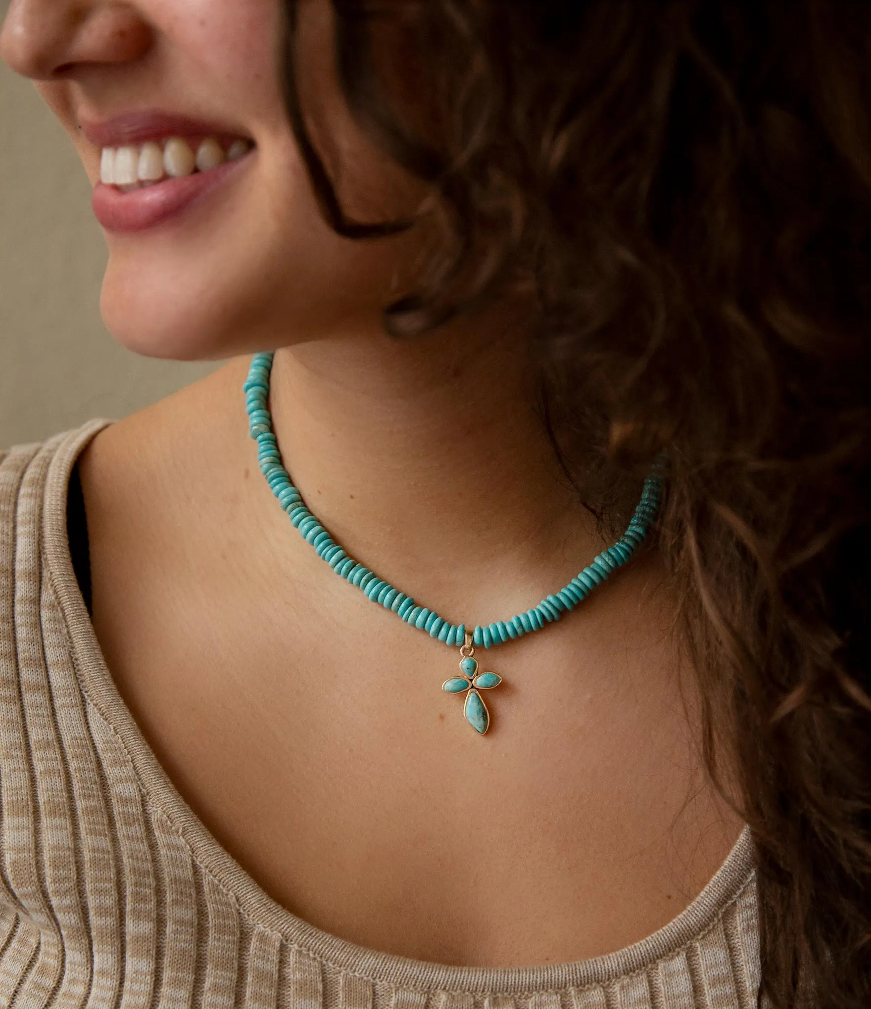 Blue Turquoise on the Cross Pendant Necklace sold by Barse product image thumbnail 2