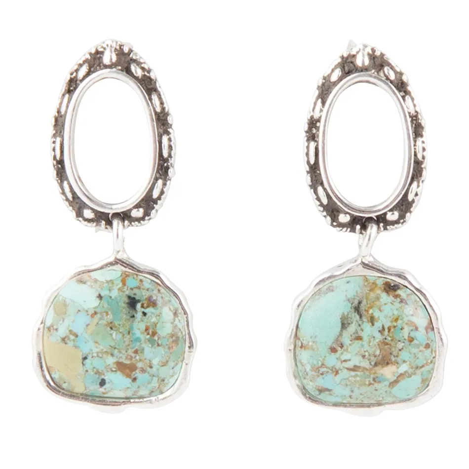 Sterling Silver Blue Turquoise Drop Earrings sold by Barse
