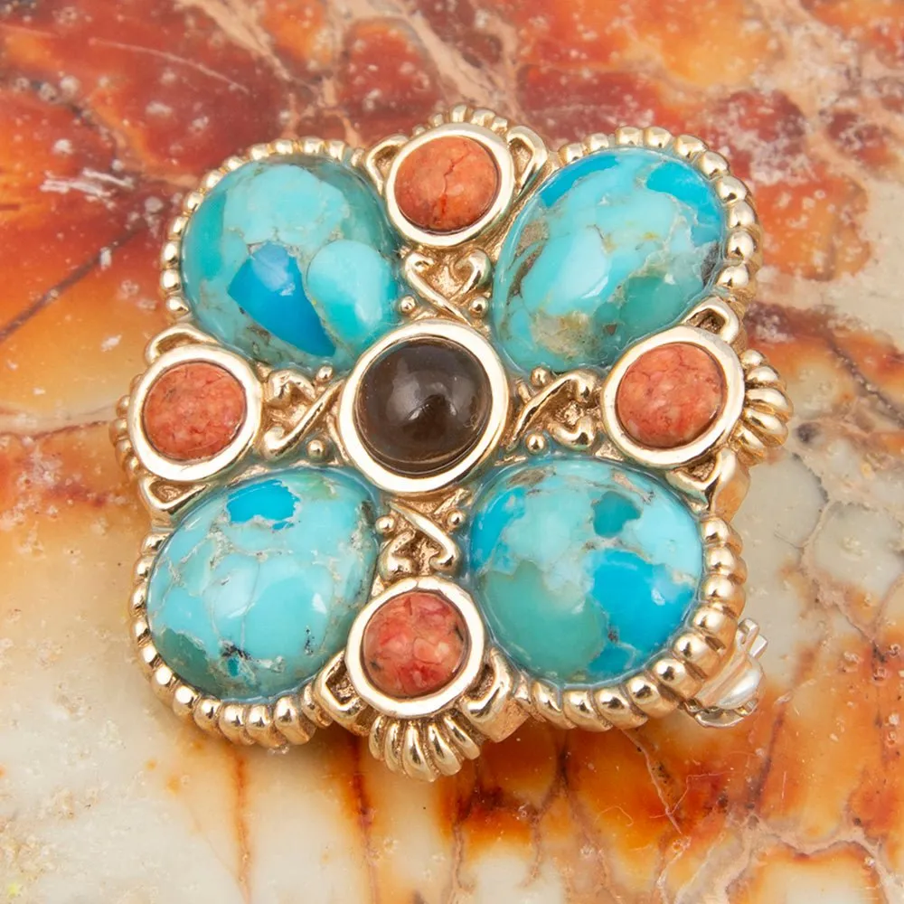 Blue Turquoise Golden Brooch Pin and Pendant sold by Barse product image thumbnail 3
