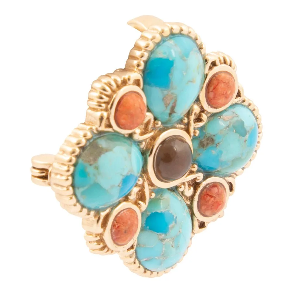 Blue Turquoise Golden Brooch Pin and Pendant sold by Barse product image thumbnail 4
