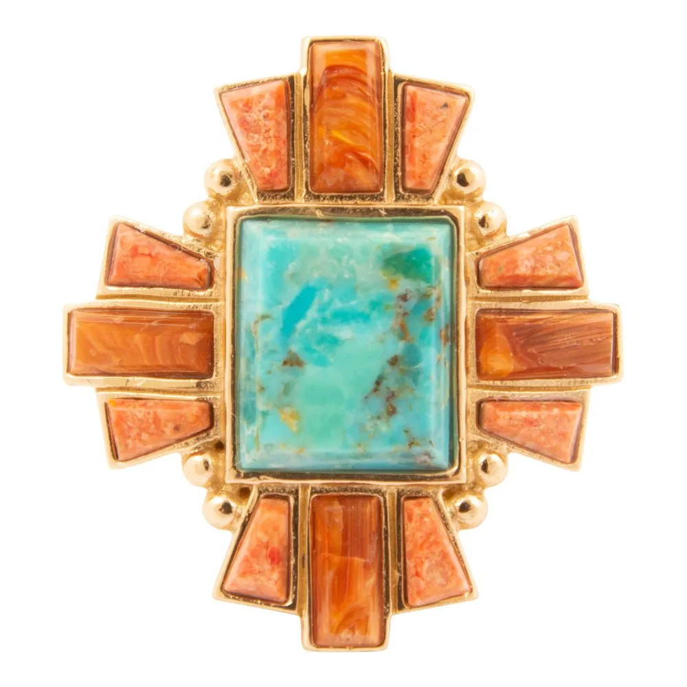 Santa Fe Blue Turquoise and Copper Opal Golden Statement Ring sold by Barse product image thumbnail 4