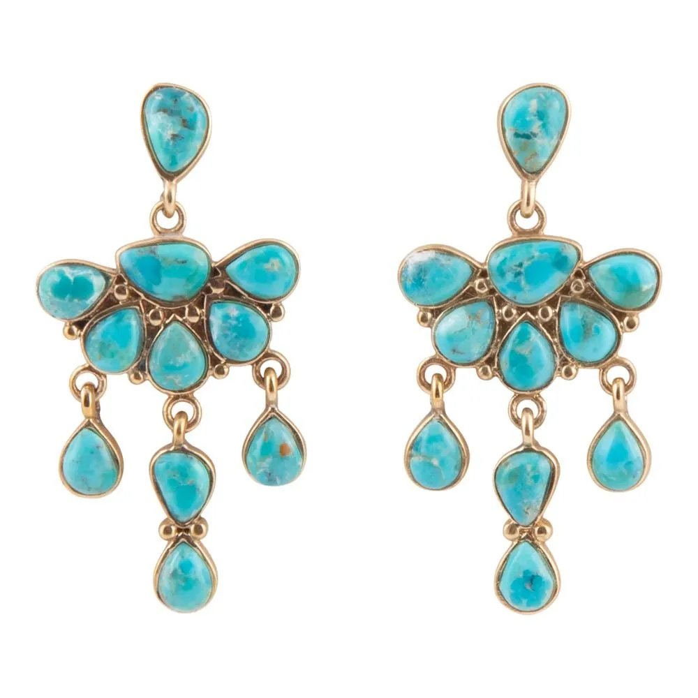 Durango Blue Turquoise Golden Chandelier Earrings sold by Barse