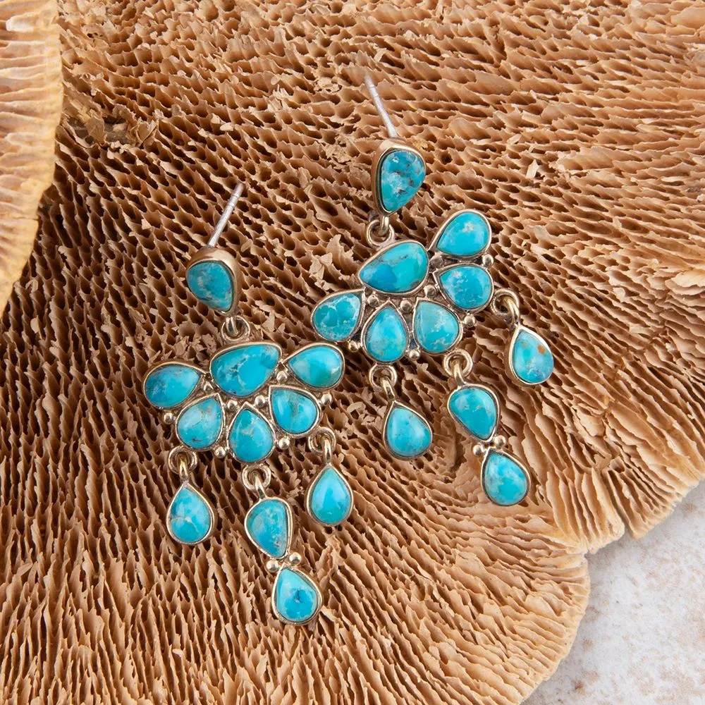 Durango Blue Turquoise Golden Chandelier Earrings sold by Barse product image thumbnail 2