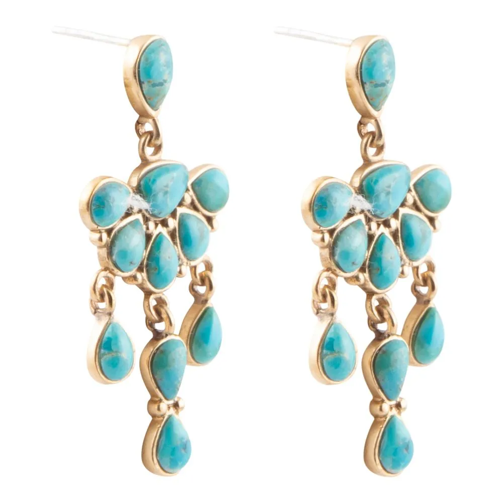 Durango Blue Turquoise Golden Chandelier Earrings sold by Barse product image thumbnail 3