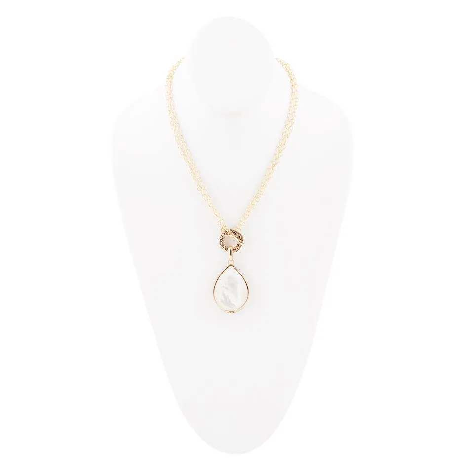 Abby White Mother of Pearl Golden Pendant Necklace sold by Barse product image thumbnail 5