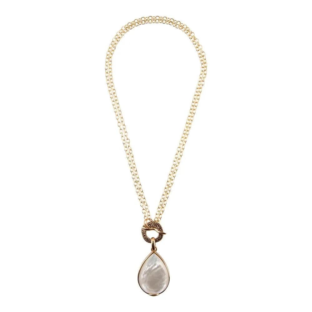 Abby White Mother of Pearl Golden Pendant Necklace sold by Barse product image thumbnail 3