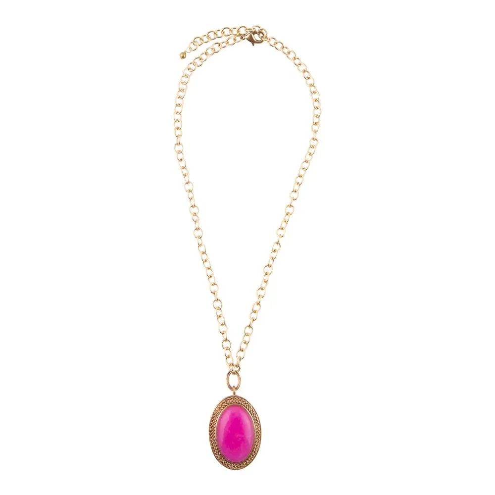 Ovation Pink Jade Golden Pendant Necklace sold by Barse product image thumbnail 4