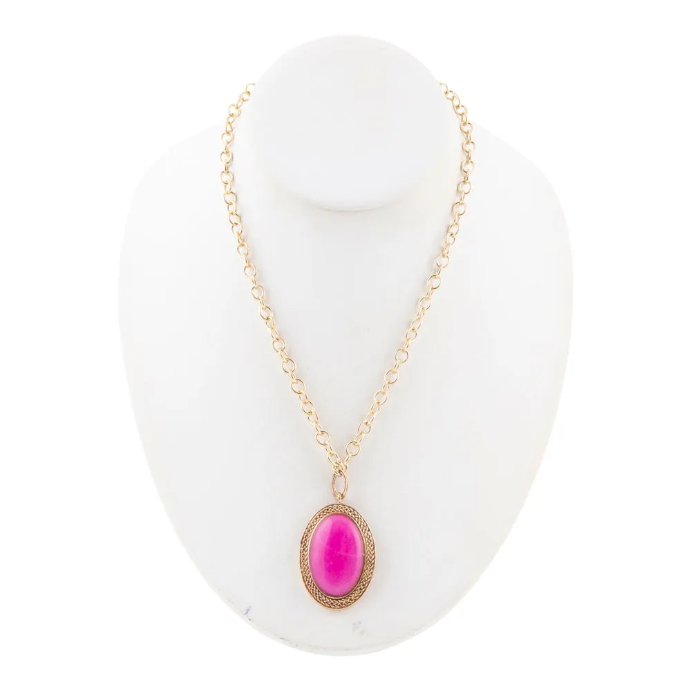 Ovation Pink Jade Golden Pendant Necklace sold by Barse product image thumbnail 5