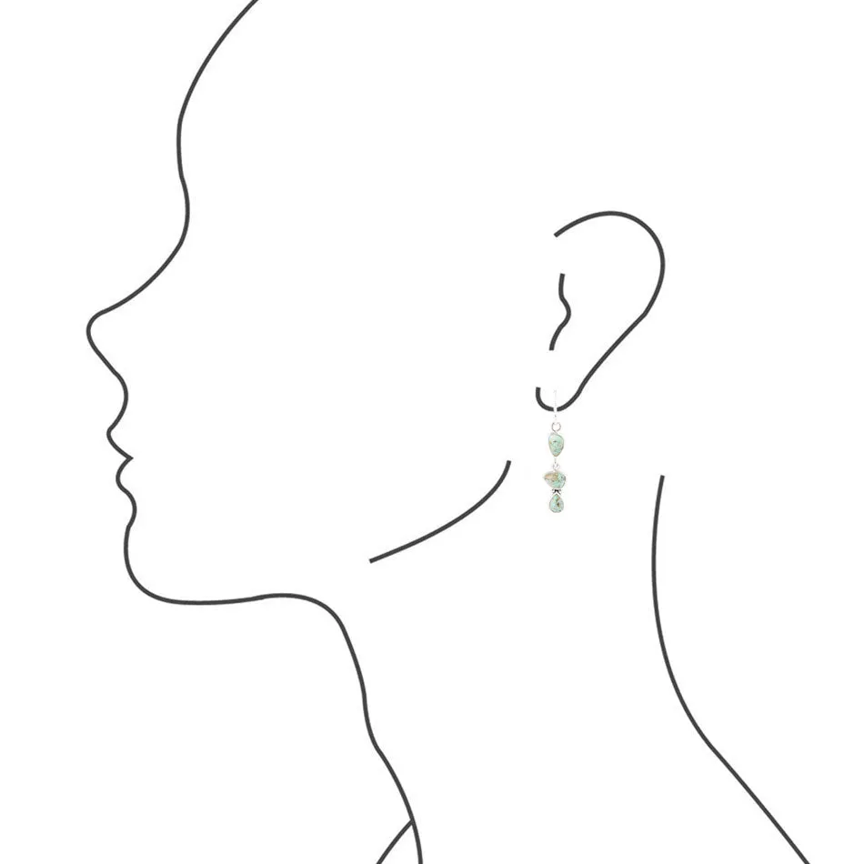 Linear Triple Stone Blue Turquoise and Sterling Silver Earrings sold by Barse product image thumbnail 3