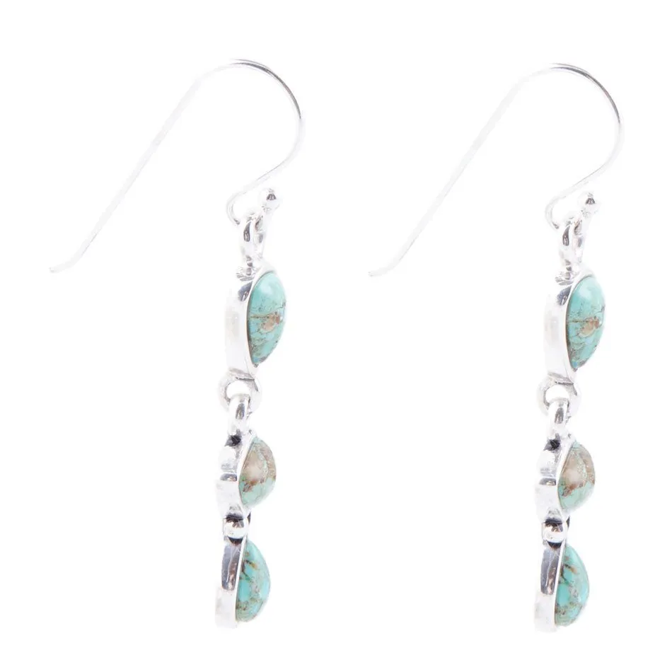 Linear Triple Stone Blue Turquoise and Sterling Silver Earrings sold by Barse product image thumbnail 2