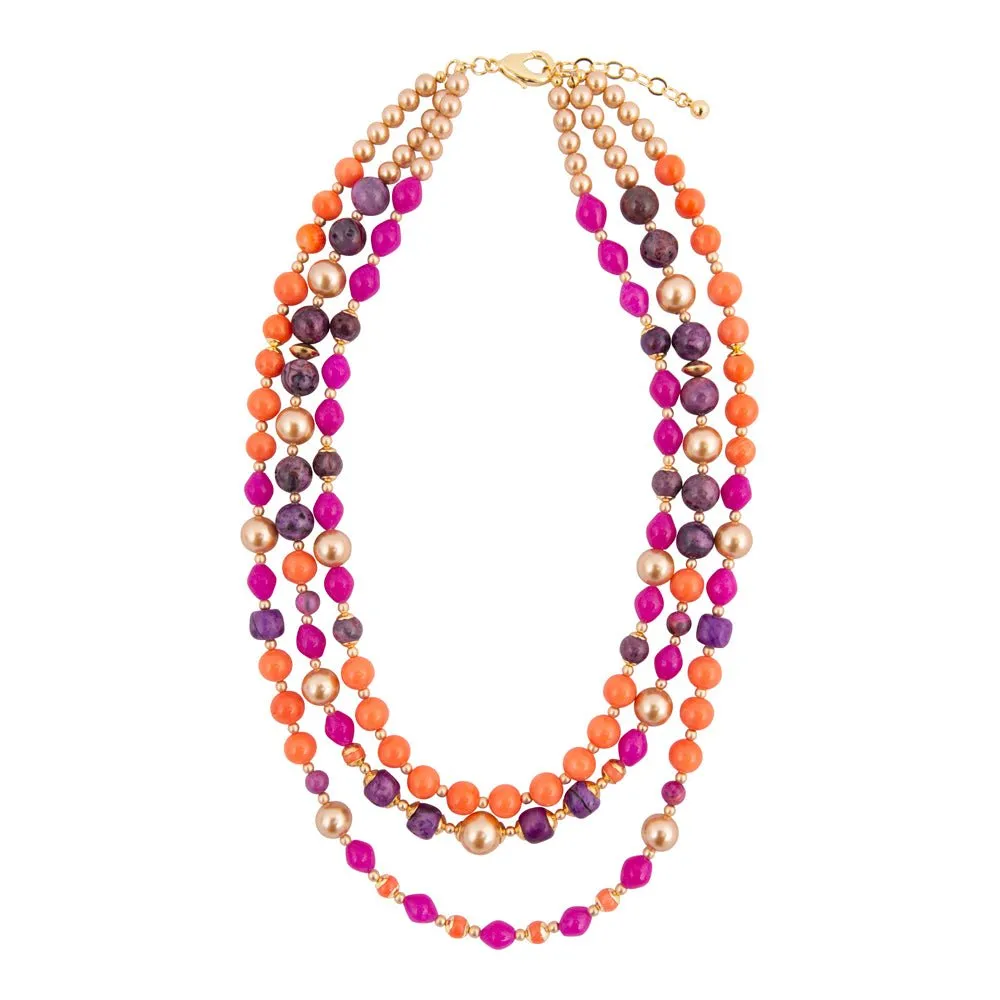 Bordeaux Purple Agate Golden Statement Necklace sold by Barse product image thumbnail 4