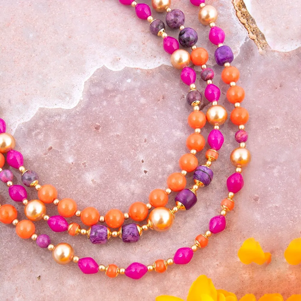 Bordeaux Purple Agate Golden Statement Necklace sold by Barse product image thumbnail 3