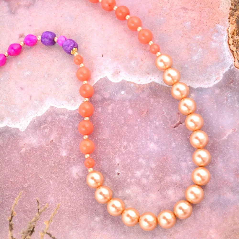 Bordeaux Orange Coral Golden Long Necklace sold by Barse product image thumbnail 4