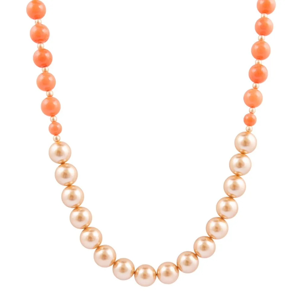 Bordeaux Orange Coral Golden Long Necklace sold by Barse