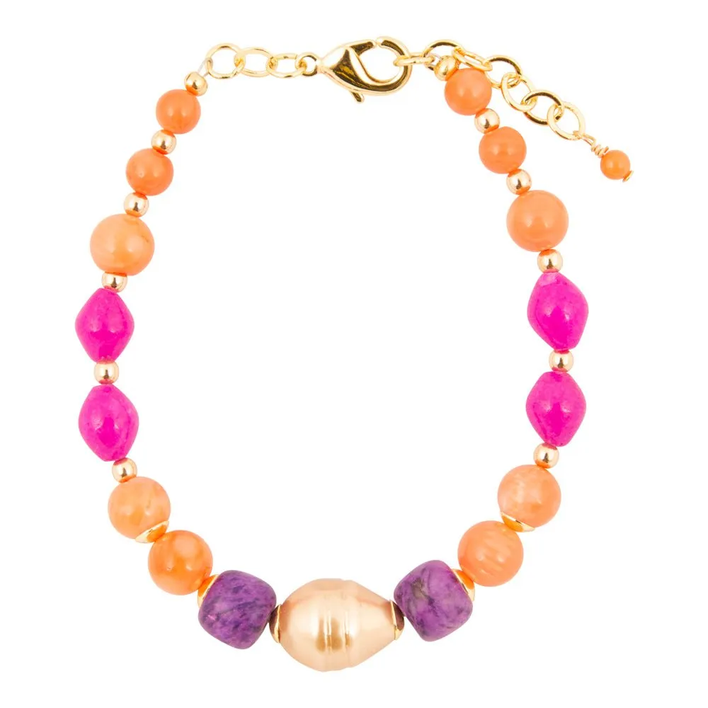 Bordeaux Orange Coral Golden Chunky Bracelet sold by Barse product image thumbnail 4