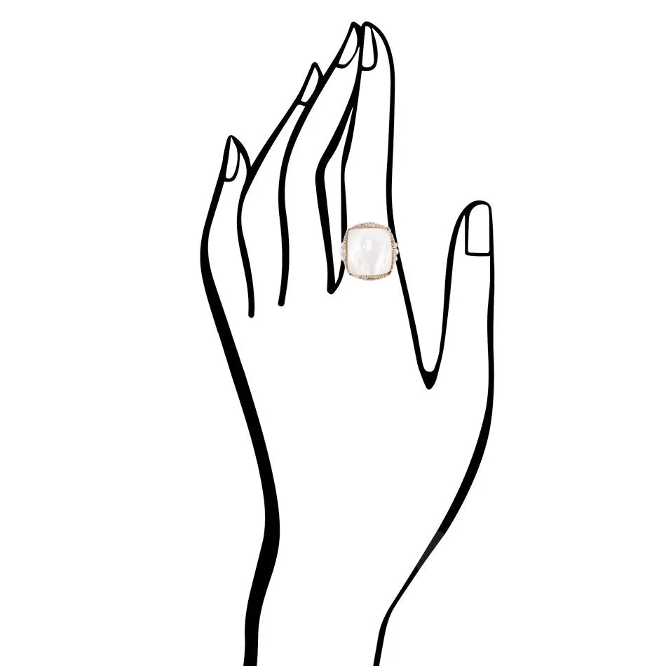 White Mother of Pearl Golden Chunky Ring sold by Barse product image thumbnail 5