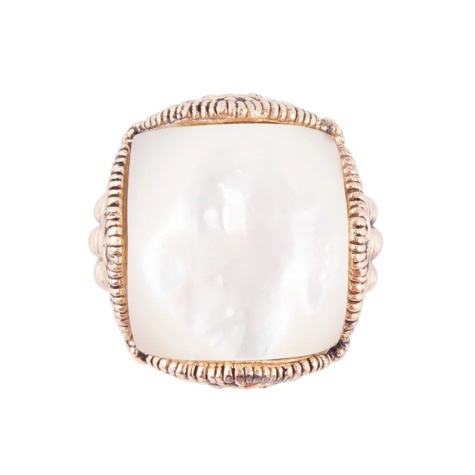 White Mother of Pearl Golden Chunky Ring sold by Barse product image thumbnail 4