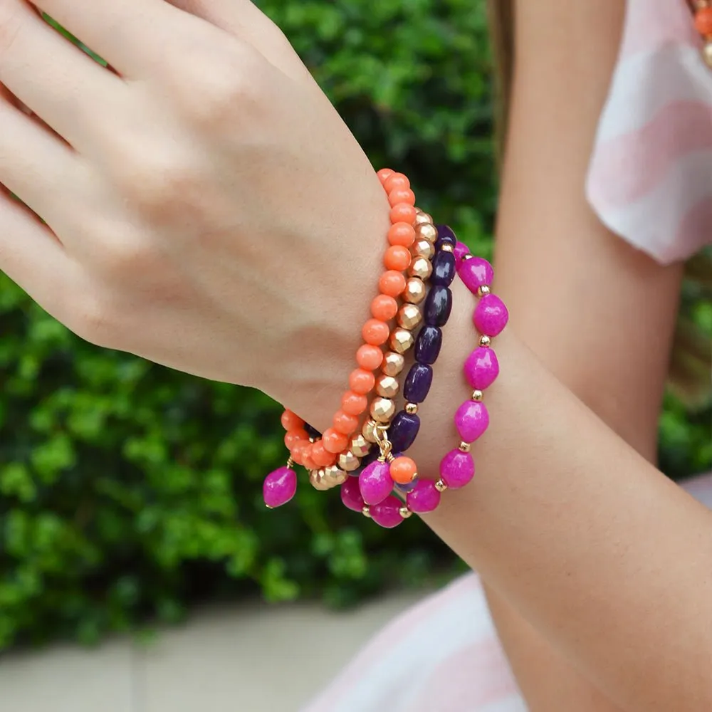 Bordeaux Purple Jade Golden Stretch Bracelet Set sold by Barse product image thumbnail 2