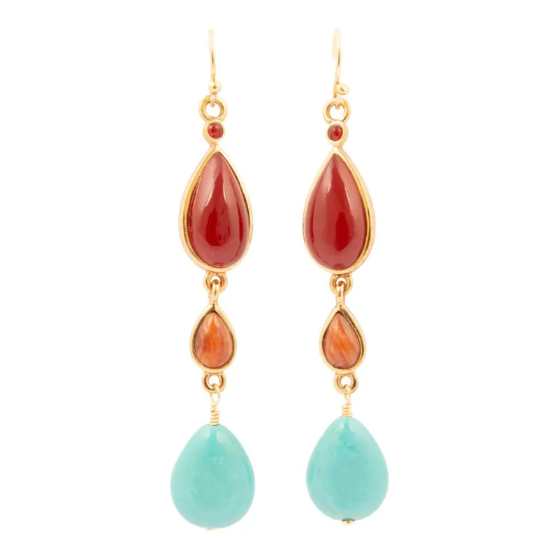 Santa Fe Blue Magnesite Golden Drop Earrings sold by Barse