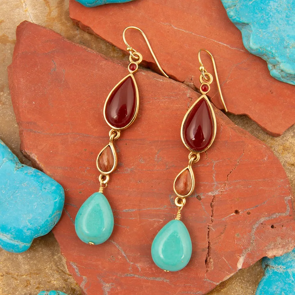 Santa Fe Blue Magnesite Golden Drop Earrings sold by Barse product image thumbnail 4