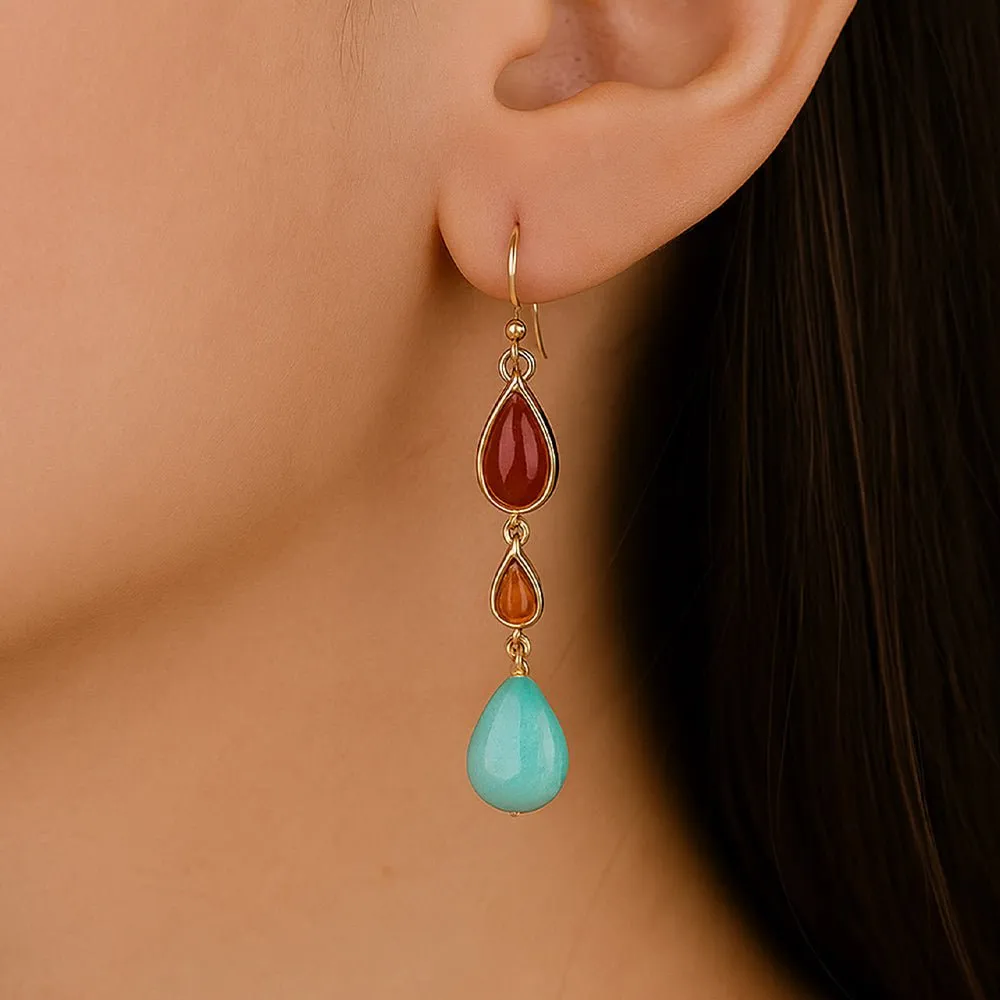 Santa Fe Blue Magnesite Golden Drop Earrings sold by Barse product image thumbnail 2