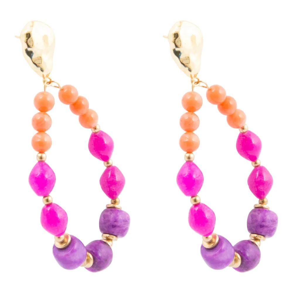 Bordeaux Purple Agate Golden Shell Drop Earrings sold by Barse product image thumbnail 3