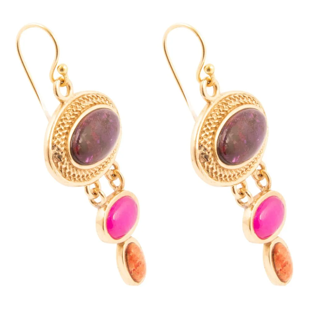 Bordeaux Purple Turquoise Golden Drop Earrings sold by Barse product image thumbnail 4
