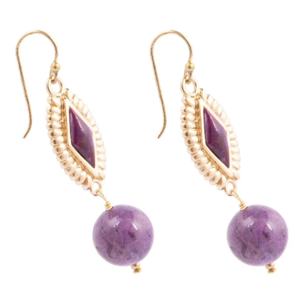 Bordeaux Purple Agate Golden Drop Earrings sold by Barse product image thumbnail 4