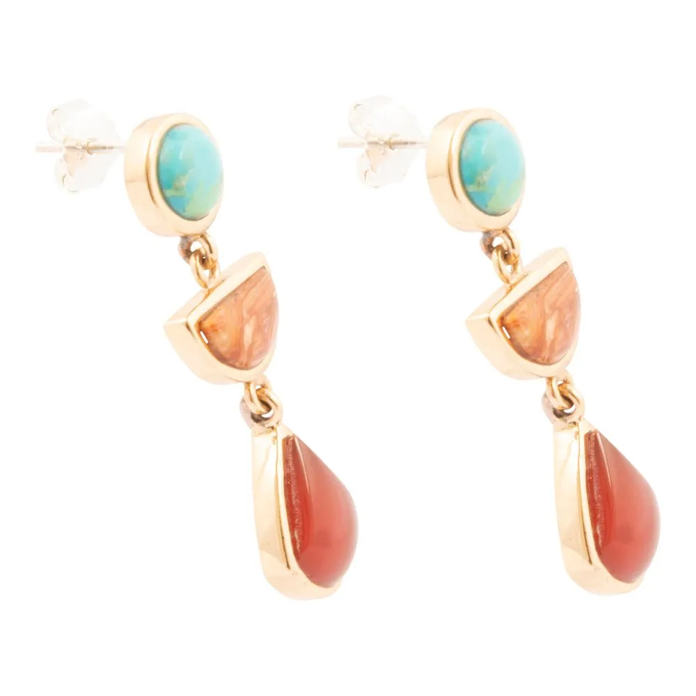 Bronco Blue Turquoise and Carnelian Golden Drop Post Earrings sold by Barse product image thumbnail 4
