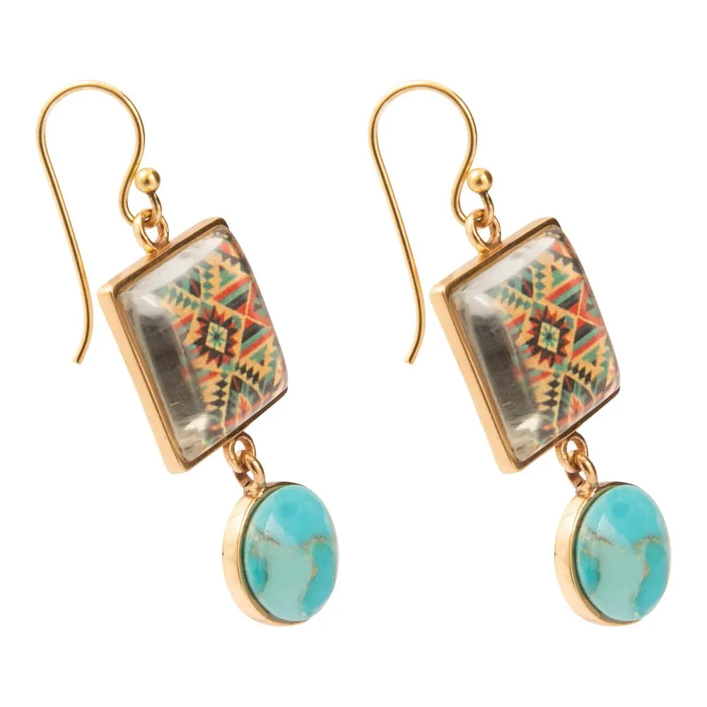Native Weave Blue Turquoise Golden Drop Earrings sold by Barse product image thumbnail 4